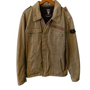 VTG Fallen Apparel Mens Skateboarding Jacket Khaki Cotton Size L